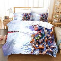 3D spausdintas Attack On Titan AOT patalynės komplektas Anime Levi antklodės užvalkalas Dvigulis Vieno dydžio Pilnas Karalienės dydžio Karaliaus dydžio Suaugusiems Vaikams Patalynė Antklodės užvalkalas EU Twin(135x200cm)