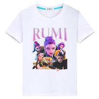 Kawaii Tees kpop demon hunters kids Print 100%Cotton Cute Tops t shirt for kids boy 10year anime Short y2k one piece girl clothe 100 balta