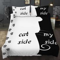 Paprastas juodai baltas patalynės komplektas Katė/Šuo/Jis ir Ji Pora Lovos patalynė Pagalvės užvalkalas Individualūs namų tekstilės gaminiai Lovos komplektas EU single(135x200cm)