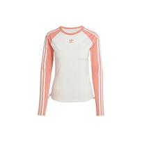 Adidas Originals Slim Fit ilgomis rankovėmis marškinėliai su trijų juostų spalvų bloko logotipu Moteriški viršutiniai drabužiai Žemės rudumo IY0781 XS