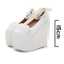 Madingi 15cm 12cm 10cm Saldūs Aukštakulniai Platforminiai Batai Pleištiniai Kulniukai Siurbliai Moteriški Batai Nuotakos Vestuviniai Cirkonio Balti Batai Elegantiški 33