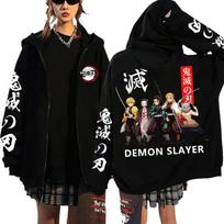 2025 Demon Slayer Užtraukiami Džemperiai Užtraukiamas Gobtuvėlis Anime Gobtuvėliai Unisex Hip Hop Gatvės Drabužiai Nezuko Kamado Grafika Y2K Drabužiai S