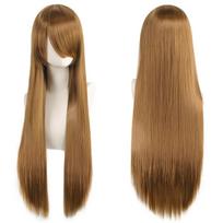 80 cm ilgio sintetiniai balti violetiniai cosplay perukai žali plaukai tiesūs sidabrinis perukas rožinis priedas Lolitos perukas su kirpčiukais Brown-32inches