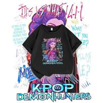 2025 KPop Demon Hunters Girls Boys Tee Crew Neck Cartoon Casual Baby Girl Clothes Kids T-shirt Print Fashion Casual Tops 110