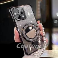 Dėl Xiaomi Redmi 15C Note 15 Note 14 Pro Plus 14C POCO C85 5G dėklo Blizgučiai Veidrodėlis Magnetinis Laikiklis Telefono Laikiklis Apyrankė Dangtelis POCO C85 juoda