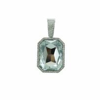 Men's Hip Hop Square Colored Gemstone Necklace Pendant with Full Diamond Cuban Chain - Unisex Jewelry