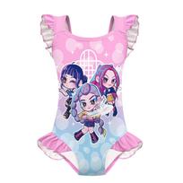 Vaikams Mergaitėms Anime Animacinis K-Pop Rumi Zoey Mira Spausdintas Rankovių Neturintis Klostytas Viengubas Maudymosi Kostiumas 100cm