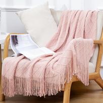 Šiaurietiška kutuota sofos pledas - oro kondicionieriaus miegui ir viešbučio lovos takelis, vasarinė lovos vėliava, lovos galo pledas 130*172cm with Tassels