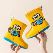 Minions lietaus batai berniukams, lietaus batai, mieli maži ir vidutinio dydžio vaikai, neslystantys darželio stori dugnai, geltoni kūdikių vandens batai moterims 160