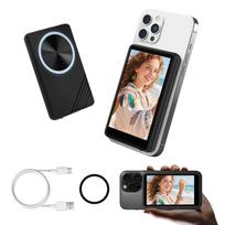 Bluetooth magnetinis „selfie“ ekranas: Belaidis tiesioginės transliacijos projektorius su užpildymo šviesa ir galiniu stebėjimu