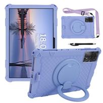 360 laipsnių besisukantis dėklas-stovas Doogee T30 Pro T30SE 11'' planšetiniam kompiuteriui, minkšto silikono, su dirželiu ir rašikliu For Doogee T30 SE violetinė