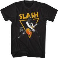 Amerikietiški Klasikiniai Slash Muzikantas Grojantis Gitara Trikampis Vaizdas Suaugusiųjų Marškinėliai Trumpomis Rankovėmis Grafinis Marškinėlis S juoda