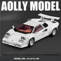 Simuliacija 1/24 Lambo Countach LP500S Super Sportinio Automobilio Modelis Vaikams Metalinis Žaislinis Transporto Priemonė Garsas ir Šviesa Miniatiūrinė Voiture balta