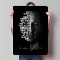 Chesterio Benningtono metaliniai ženklai, roko muzikos plakatai, žaidimų kambario dekoravimas, vyras, vintažinis skardinis ženklas sienų dekoravimui, retro 7.9x11.8In(20x30cm)