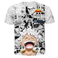Anime One Piece Berniukiški marškinėliai Cosplay Luffy Animacinis trumpomis rankovėmis vyriški Viršus Berniukui Laisvi šaunūs Dovana Drabužiai Laisvalaikio Suaugusiųjų marškinėliai 100