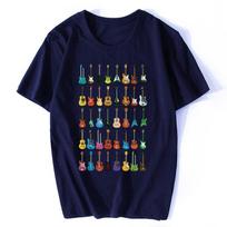 Meilė Gitarai T-shirt Vyrams Skirtingos Gitaros T-shirt Muzikos Mėgėjams Juokinga T-shirt Swag Drabužiai Individualus Vasaros Šauniausias Juodas Streetwear S
