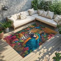 Papūgos ir Tigro Kilimas Egzotiškas Kilimas Neslystantis Kilimas Tropinis Kilimas Ryškus Gyvūnų Kilimas Gyvūnų Kilimas Dizaino Kilimas Modernus Spausdintas Kilimas Terasos Kilimas 40x60cm