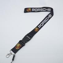 Dirželis Raktų pakabukas Automobilio logotipas Darbo kortelė Kaklo dirželis Raktų pakabukas Porsche 918 911 718 Taycan Panamera Cayenne Boxster Cayman juoda