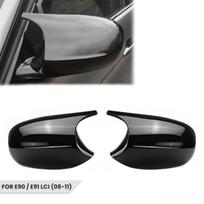 M style V2 Veidrodėlių Dangteliai, komplektas skirtas BMW E90 / E91 LCI (09-11), juodi blizgūs