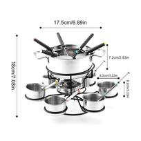 Alcohol Stove Cheese Fondue Pot Set Rotating Alcohol Stove With Splash Guard 6 Bowls 6 Spoons And 6 Forks For Convenient Cooking sidabras