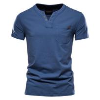 Naudokite žirafą vasaros paprasti laisvalaikio marškinėliai Vyriški mados tendencijos Sportiniai marškinėliai Vyriški vyriški marškinėliai Slim Cotton Pocket vyriški marškinėliai M mėlyna