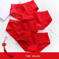 4vnt. Moteriškos kelnaitės Luck raudonos apatinės kelnaitės Mieli lankeliai mergaičių kvėpuoti medvilniniai kelnaitės, dydis M-XXL M