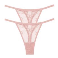 FINETOO 2 vnt./rinkinys Tinklelio G-string Kelnaitės moterims Skaidrios apatinės kelnės Moteriškos besiūlės thong Kelnaitės moterims Intymūs drabužiai Lingerie S-XL S
