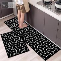 Juodai balti geometriniai virtuvės kilimai ir kilimėliai Neslystantys 40x60cm 40x120cm paprasti vonios kilimėlių rinkiniai 2 dalių miegamojo kilimėlis 40x60cm+40x120cm
