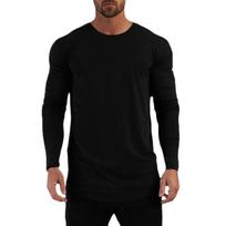 Muscleguys Fitness marškinėliai ilgomis rankovėmis Mada Ruduo Vyriški Kasdieniai Slim Fit Gatvės drabužių viršūnės M juoda