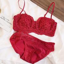 Prancūziški nėriniai Push Up liemenėlės rinkinys Sexy Hollow 1/2 Thin Cup Moteriški apatiniai apatiniai su bralette Madingi vasaros nuimami dirželiai Intymus apatinis trikotažas XL juoda