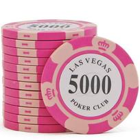 10 vnt. / partijoje Clay Las Vegas pokerio žetonai 14 g rinkinys Kazino monetos 40 mm monetos pokerio žetonai Pramogos Dolerių monetos kortų žaidimas LasVegas 5000 value 10pcs