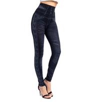 Moteriški antblauzdžiai Madingi džinsai Džinsiniai marginimai Jegging Slim Fitness elastingi besiūliai antblauzdžiai moterims XL juoda