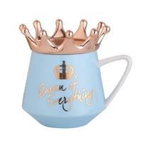 Creative Crown Keraminis puodelis Mielas kavos puodelis Pieno puodelis su šaukštų dangteliais Kavos arbatos puodelis 300 ml Talpa vandens puodeliai Kalėdų dovana
