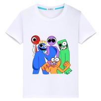 Rainbow Friends vaikiški marškinėliai 100% medvilniniai trumpi viršutiniai marškinėliai Anime spausdinti marškinėliai berniukams mergaičių drabužiai Vasaros laisvalaikio Kawaii drabužiai vaikams 100 balta