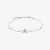 ANDYWEN 925 Sterling Sidabro Monogramos Raidės Pradinė apyrankė Prabangi krištolinė CZ cirkonio moteriški papuošalai M
