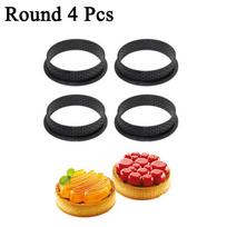 4/6/8 vnt Apvalus pyrago žiedas prancūziško deserto formos virtuvė juoda plastikinė perforuota kiaušinių pyrago formų pjaustyklė tešlos dekoravimo įrankiai 4PCS