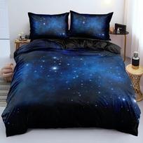 Prabangus Galaxy tamsiai mėlynas patalynės komplektas Viengulis, Dvigulis, Karalienės, Karaliaus dydžio Antklodės/Antklodės užvalkalų komplektas Blizgančios žvaigždės Žvaigždėtas dangus Antklodės užvalkalas EU single(135x200cm)