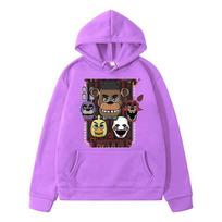 FNAF Rudens džemperiai berniukų drabužiai Flisinis džemperis y2k sudadera megztinis Meška Triušis Grafinis anime džemperis vaikiški drabužiai mergaitė 130 violetinė