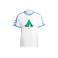 Adidas Originals X Moomin Collaboration 3-Stripes Tee With Cartoon Print Women Tops White IB9938 XXS