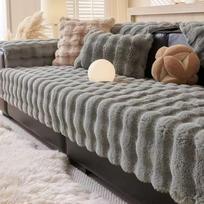 Universalus kvadratinės formos pliušinis sofos užvalkalas Storas triušis sofos pakulas Žiema svetainei L Neslystantis sofos kilimėlis sofos antklodė sofos pagalvėlė 45cm pillowcase 1 pcs