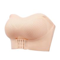 Sexy Push Up liemenėlė priekyje užsisegamas apatinis trikotažas be petnešėlių moterims plius dydžio Invisible Brassiere, belaidis kvėpuojantis apatinis trikotažas XL smėlis