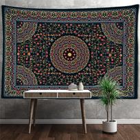 Retro Mandala gobelenas Bohemiško stiliaus Psichodelinis raganavimas Tapiz Hipis Miegamojo kilimas Namų dekoras 150x100 cm red