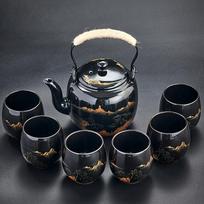 7/8 vnt. japoniškas keramikos arbatos servizas su rankenomis - Didelės talpos arbatinukas ir arbatos puodeliai vasariniams ir žieminiams gėrimams - Puiki dovana namų ir biuro dekorui
