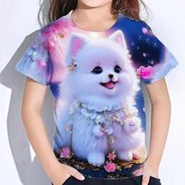 3D Spausdinimas Gyvūnai Mielas Šuo Vasara O-kaklas Marškinėliai Kasdieniai Kawaii Berniukai Mergaitės Viršūnės Didelio dydžio Mada Vaikų Marškinėliai Drabužiai 100