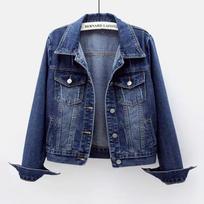 FiveFive rudens džinsinis švarkas, moteriškas vaikinas Jean Coat Streetwear Harajuku vintažinio pavasario pagrindiniai viršutiniai drabužiai XS tamsiai mėlyna spalva