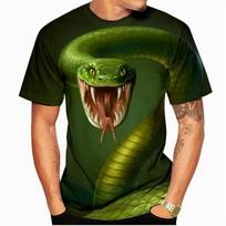 „Animal Snake“ marškinėliai „O-kakleliu“ laisvalaikio viršaus 3D spausdinimu Vyriški trumpomis rankovėmis „Tending Personality“ Kvėpuojantys gatvės drabužiai, dideli marškinėliai 4XL