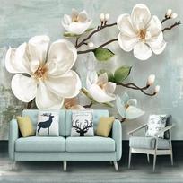 3D tapetai Stereo reljefas Magnolijos gėlių freskos Modernus paprastas gyvenamasis kambarys miegamasis Namų dekoras Sienų tapyba 200 cm(W) x 140 cm(H)