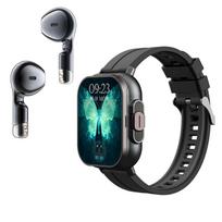 TWS 2 viename išmanusis sportinis laikrodis, belaidis „Bluetooth“ ausinės, skambinantis sveikatos stebėjimas, kūno rengybos įrašų laikrodis su ausinėmis vyrams, moterims juoda