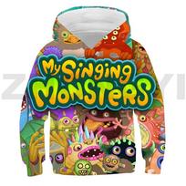 Kawaii Mano Dainuojančių Monstrų Žaidimas 3D Gobtuvėlis Vaikams Anime Drabužiai Paaugliams Mergaitėms Animacinis Laisvas Megztinis Berniukams Laisvas Džemperis Su Gobtuvu 110