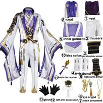 Anime žaidimas „Genshin Impact Ayato Kamisato“ Cosplay kostiumų aksesuarų rinkinys - paltas, kelnės, perukas, uniforma, vyriški kostiumai, karnavaliniai vakarėlių drabužiai, Helovinui xs